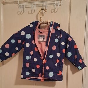 Gustin Kids Raincoat - Navy and Pink Polka Dots